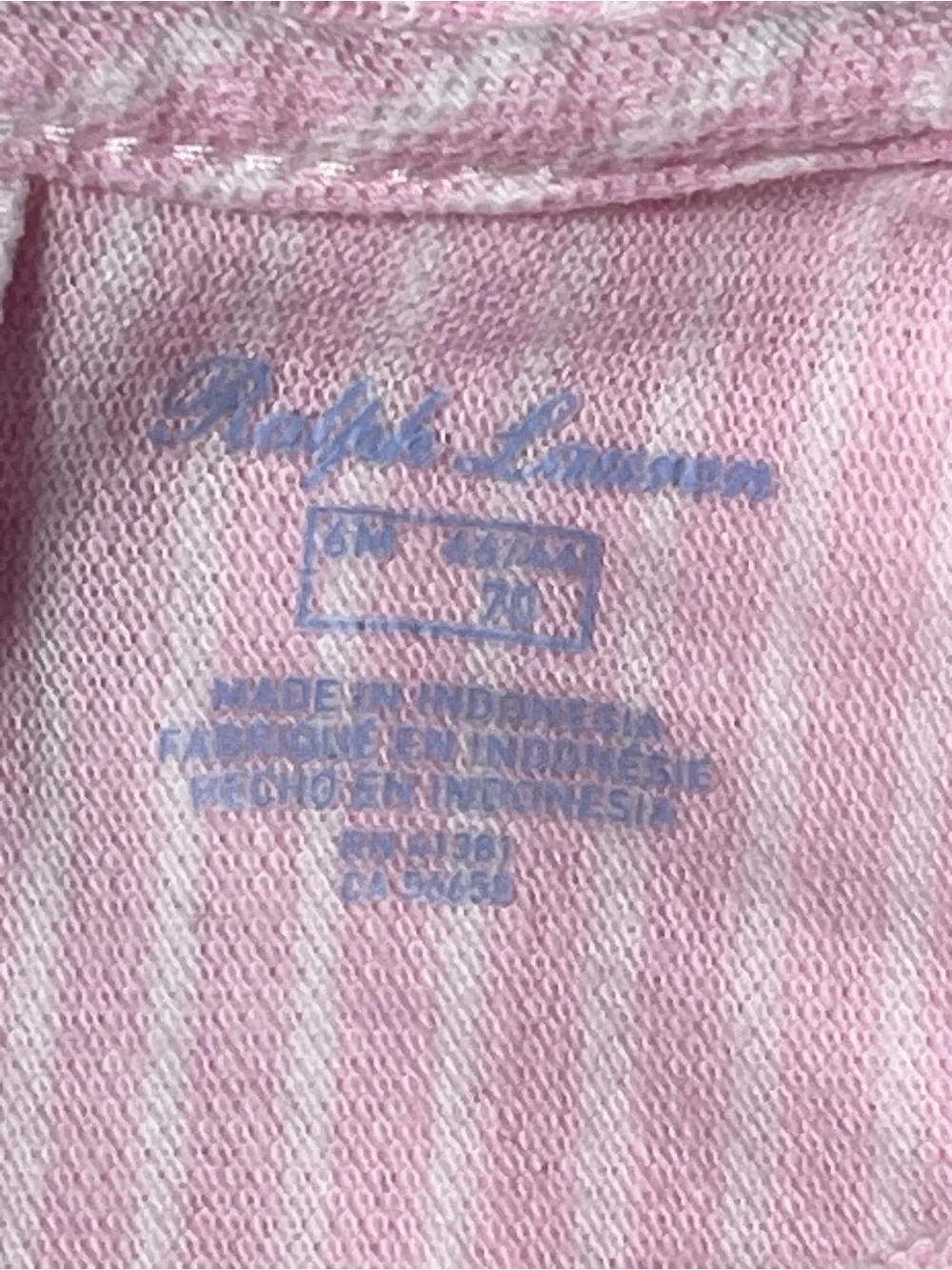 Ralph Lauren Pink and‎ White Striped Ruffle Bubble Romper 100% cotton